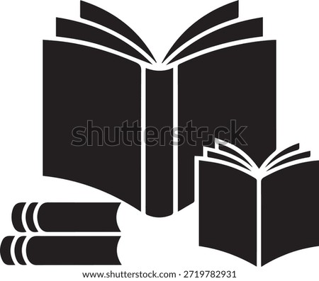 Large Open Book Black and White Vector Silhouette