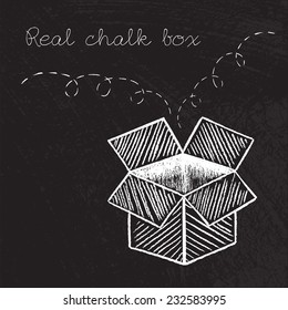 Large Open Box Drawn In Chalk Vector