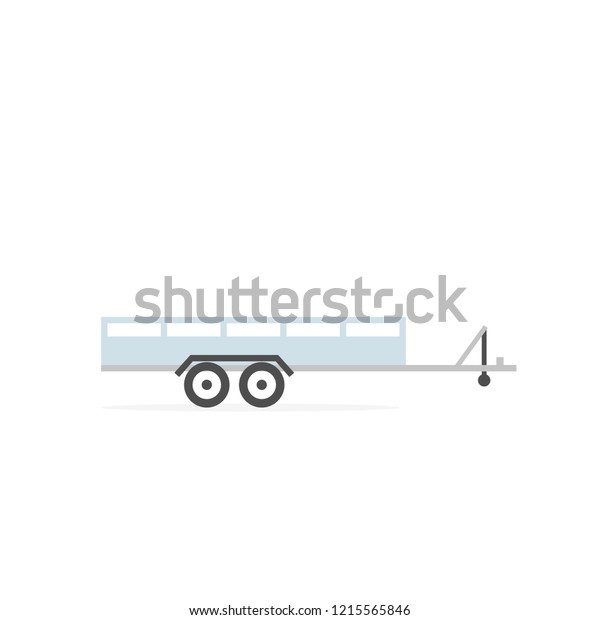 Large open car trailer icon. Clipart image\
isolated on white\
background