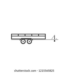 Large open car trailer outline icon. Clipart image isolated on white background