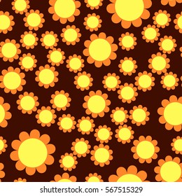 large orange flowers for textiles dark brown