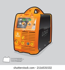 Large orange professional welding machine with support for all types of welding and a professional control panel