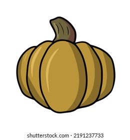 Una gran calabaza naranja madura, ilustración vectorial en estilo de caricatura sobre un fondo blanco