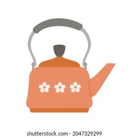 Große orangefarbene Teekanne. Design-Element.