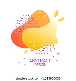 Large orange vyatna different shades. Below is a purple inscription Abstract design. Vector illustration.