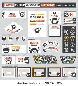 Large Outer monster Birthday Party Package Set