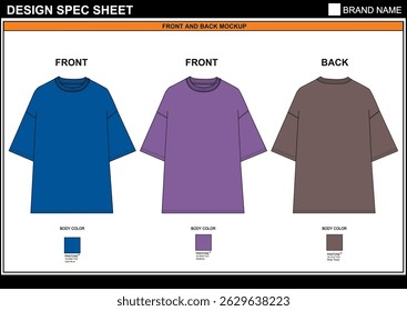 LARGE OVERSIZE CAD EDITABLE FLAT TECHKNICAL FASHION SKETCH VECTOR MOCKUP