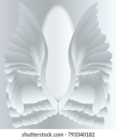 A large pair of silver angelic style wings.
