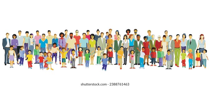 A large Parents and children group illustration