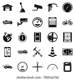 Large parking icons set. Simple set of 25 large parking vector icons for web isolated on white background