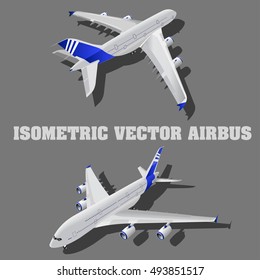 Large passenger Airplane 3d isometric illustration. Flat high quality transport. Vehicles designed to carry numbers of passengers. . Vector. flight