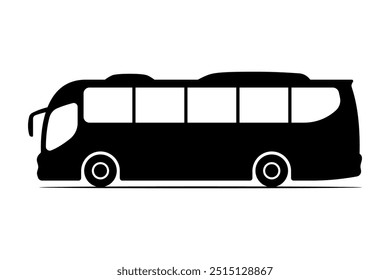 Large passenger bus icon. Black silhouette. Side view. Vector simple flat graphic illustration. Isolated object on white background. Isolate.