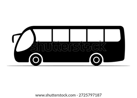 Large passenger bus icon. Black silhouette. Side view. Vector simple flat graphic illustration. Isolated object on a white background.