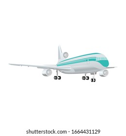 Large passenger jet airliner realistic white background isolated vector illustration
