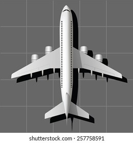 Large passenger plane on the runway. Vector illustration