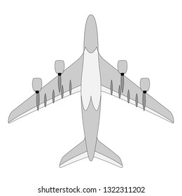 large passenger plane ,vector illustration, lining draw