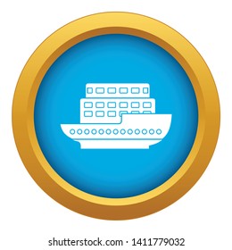 Large passenger ship icon blue vector isolated on white background for any design