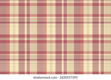 Large pattern fabric check, fashioned texture background plaid. Layered seamless tartan vector textile in light and red colors palette.
