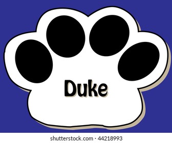 large paw print with pet name