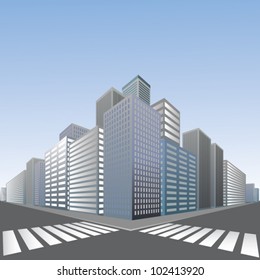Large pedestrian crossing in city