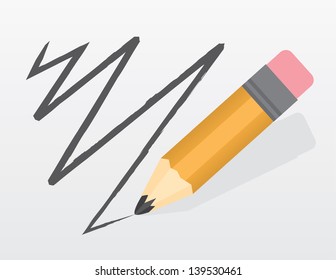 Large pencil scribbling a line 