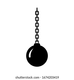 Large pendulum icon. Ball hanging from a chain and swinging.