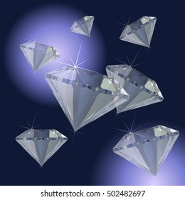Large Perfect Clear Diamonds falling vector