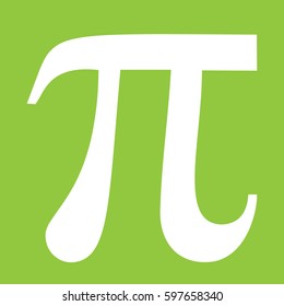 Large Pi vector icon. Green background