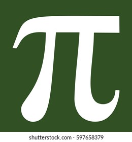 Large Pi vector icon. Green background