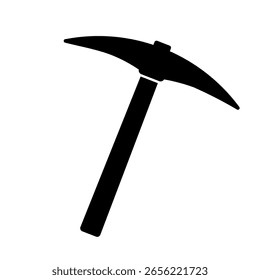 Um grande símbolo de picareta no centro. Símbolo preto isolado