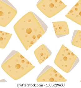 Large piece of Maasdam cheese background. Food seamless pattern.