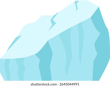 Large piece of melting ice, featuring cracks across its surface, isolated against a white background, highlighting pressing issues of global warming and climate change