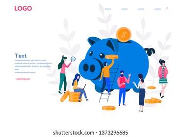 Large Piggy Bank In The Form Of A Piglet With Customers Around , Bankers. Financial Services, Open A Bank Deposit, Saving Or Accumulating Money, Coin Box, 