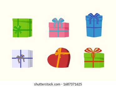 A large pile of beautiful gift boxes on white background. Different gift boxes with a colored bows on holiday, surprise birthday. Vector illustration, EPS 10.