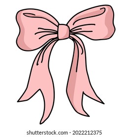 Large pink bow drawn in vector graphics