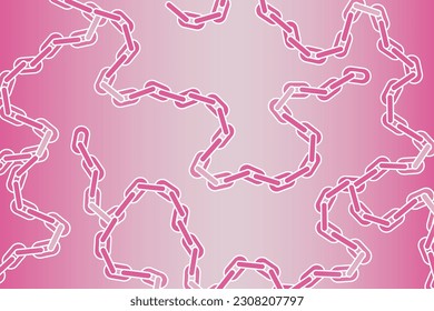 Una gran cadena rosa con fuertes eslabones que crean una fuerte conexión en un fondo rosa pastel