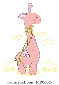 large pink giraffe sleep with wings