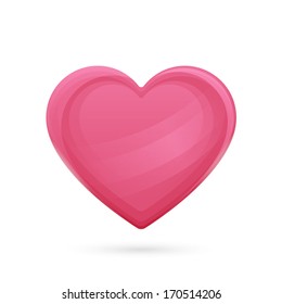 large pink heart with highlights and shadows below on a white background