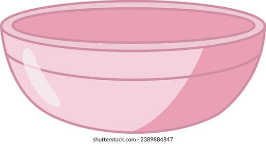 Large Pink Kitchen Plate. Vector Illustration of Kitchen Utensils.