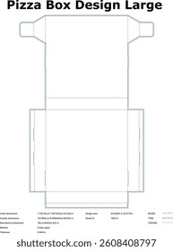Large Pizza Box Design Template Printable Diagram for Packaging