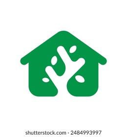 Große Pflanzen in einer schlichten Green House Logo Vektorgrafik