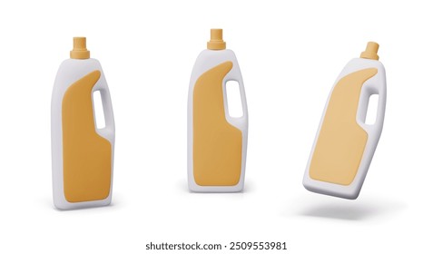 Large plastic bottle with handle. Container with unmarked orange label