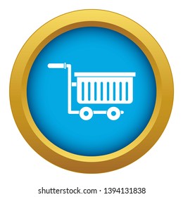 Large plastic supermarket cart icon blue vector isolated on white background for any design