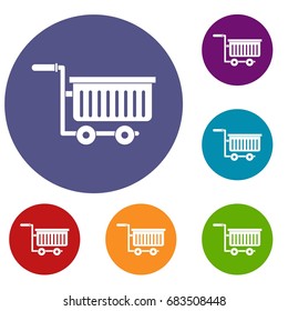Large plastic supermarket cart icons set