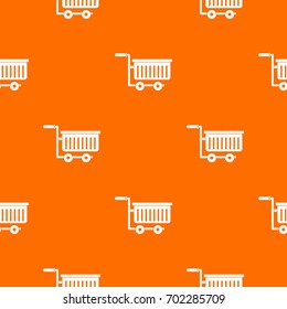 Large plastic supermarket cart pattern repeat seamless in orange color for any design. Vector geometric illustration