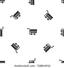 Large plastic supermarket cart pattern repeat seamless in black color for any design. Vector geometric illustration