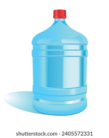 Large plastic water bottle on white background. Vector illustration