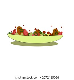 a large plate of warm salad with vegetables and spices
