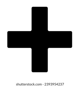 Ein großes Plus-Symbol in der Mitte. Schwarzes Symbol einzeln