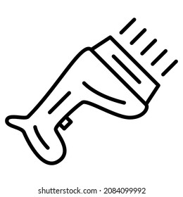 Large portable flashlight for night lighting.  The tool of a security guard, tourist, traveler, driver. A device with battery-powered autonomous operation. Vector icon, outline.  Editable stroke